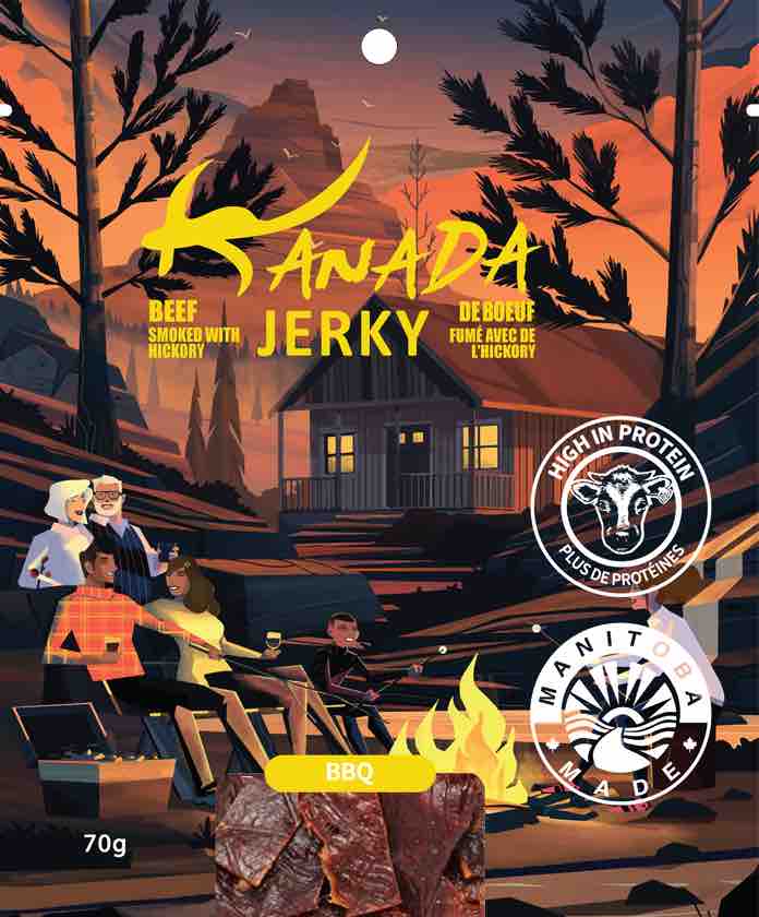 EastEnd Meats and Sausage High Protein BBQ Beef Jerky in Portable, Retail Ready Packagings. Winnipeg Beef Jerky Wholesale.